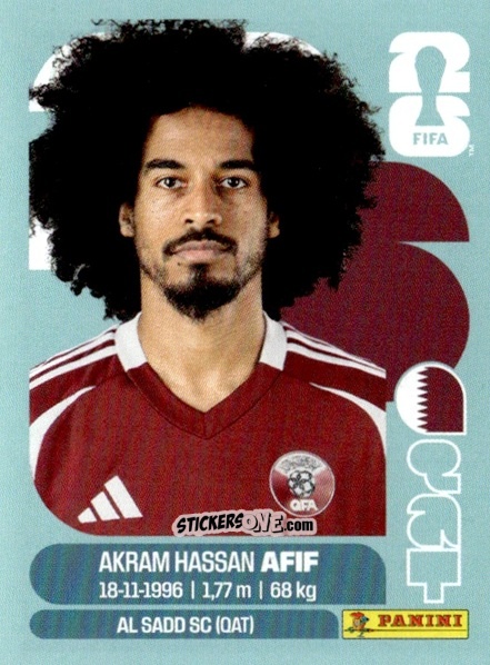 Figurina Akram Hassan Afif - Fifa World Cup 2026. Standard Edition n. QAT18 - Panini