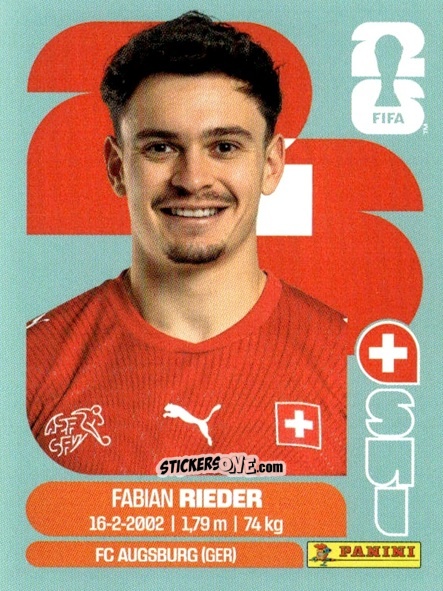 Figurina Fabian Rieder - Fifa World Cup 2026. Standard Edition n. SUI12 - Panini