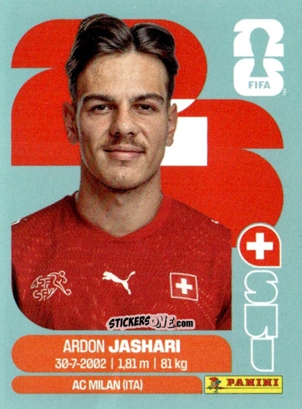 Cromo Ardon Jashari - Fifa World Cup 2026. Standard Edition n. SUI14 - Panini