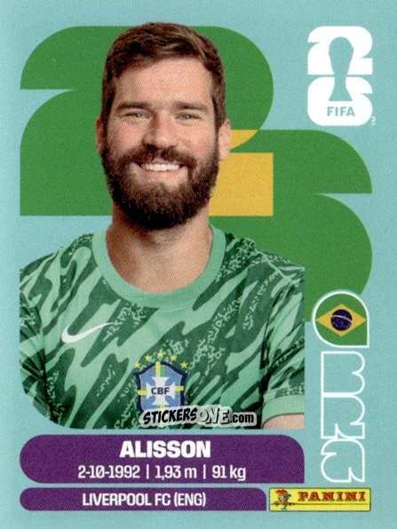 Sticker Alisson - Fifa World Cup 2026. Standard Edition n. BRA2 - Panini