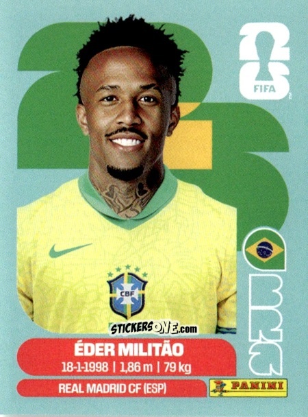 Sticker Éder Militão - Fifa World Cup 2026. Standard Edition n. BRA5 - Panini