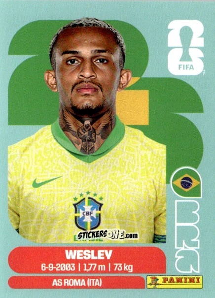 Figurina Wesley - Fifa World Cup 2026. Standard Edition n. BRA8 - Panini