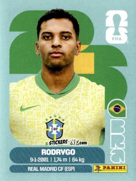 Cromo Rodrygo - Fifa World Cup 2026. Standard Edition n. BRA15 - Panini
