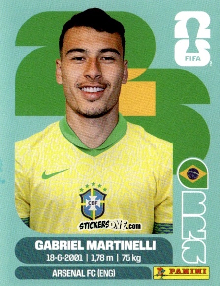 Cromo Gabriel Martinelli - Fifa World Cup 2026. Standard Edition n. BRA18 - Panini