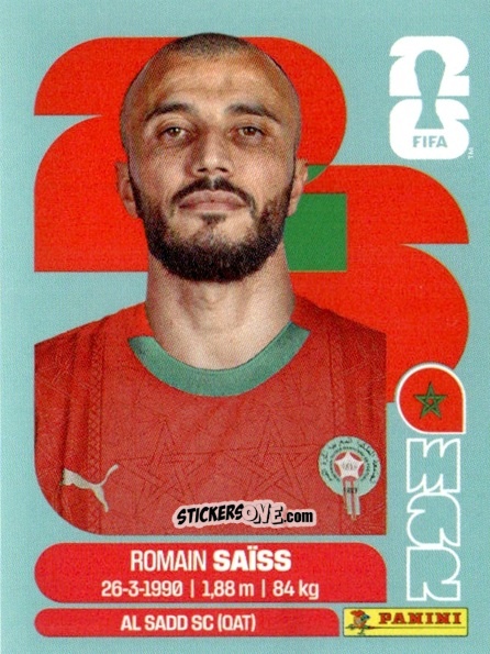Cromo Roman Saiss - Fifa World Cup 2026. Standard Edition n. MAR7 - Panini