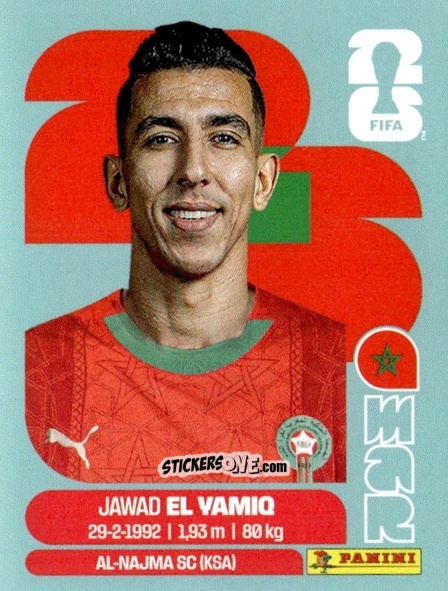 Cromo Jawad El Yamiq - Fifa World Cup 2026. Standard Edition n. MAR8 - Panini