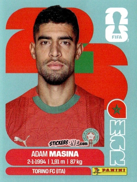 Sticker Adam Masina - Fifa World Cup 2026. Standard Edition n. MAR9 - Panini