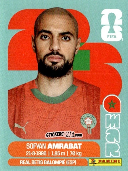 Cromo Sofyan Amrabat - Fifa World Cup 2026. Standard Edition n. MAR10 - Panini
