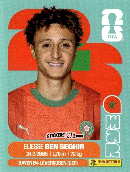 Sticker Eliesse Ben Seghir - Fifa World Cup 2026. Standard Edition n. MAR12 - Panini