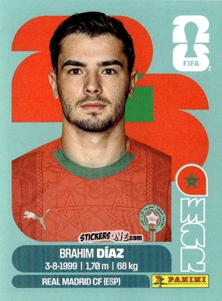 Figurina Brahim Diaz - Fifa World Cup 2026. Standard Edition n. MAR19 - Panini