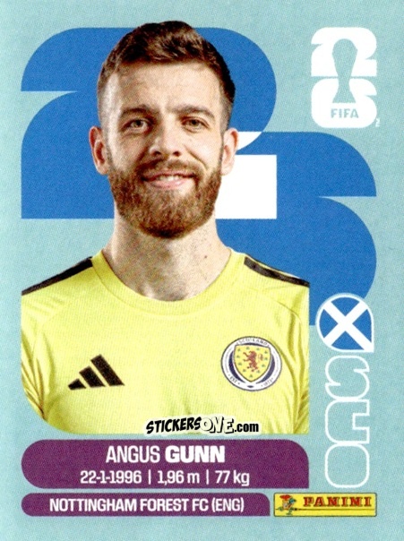 Sticker Angus Gunn - Fifa World Cup 2026. Standard Edition n. SCO2 - Panini