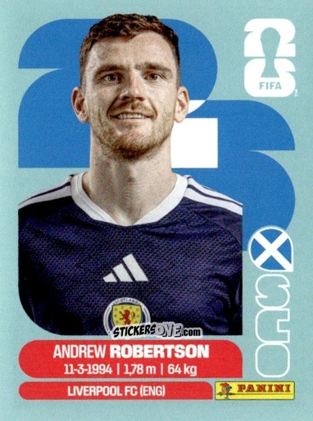 Cromo Andrew Robertson - Fifa World Cup 2026. Standard Edition n. SCO6 - Panini