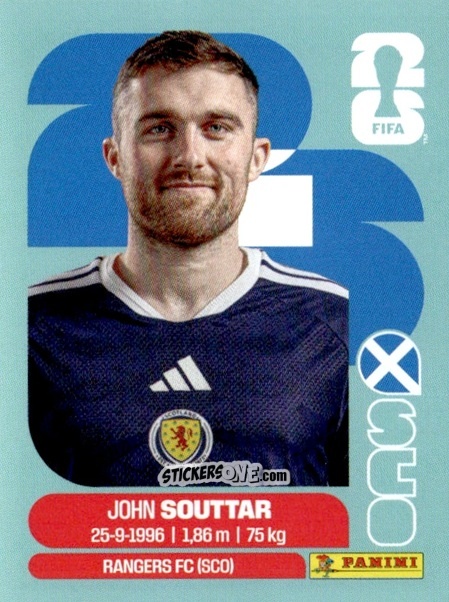 Figurina John Souttar - Fifa World Cup 2026. Standard Edition n. SCO8 - Panini