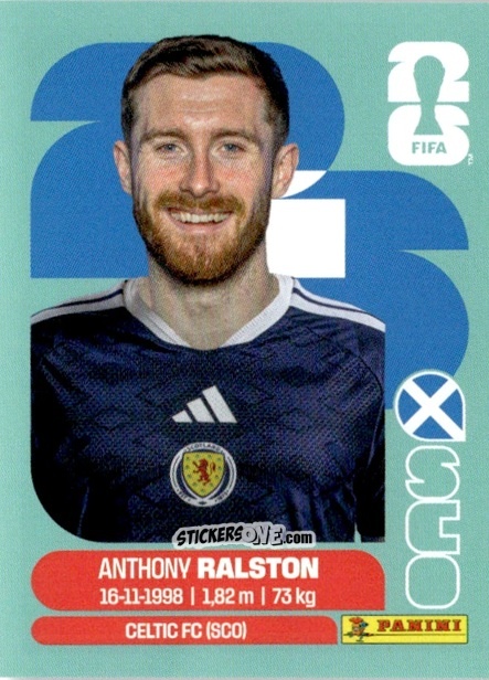 Sticker Anthony Ralston - Fifa World Cup 2026. Standard Edition n. SCO9 - Panini