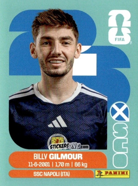 Figurina Billy Gilmour - Fifa World Cup 2026. Standard Edition n. SCO12 - Panini