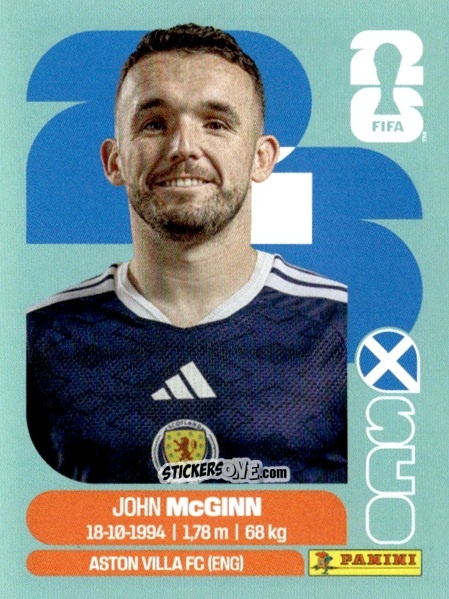 Figurina John McGinn - Fifa World Cup 2026. Standard Edition n. SCO17 - Panini