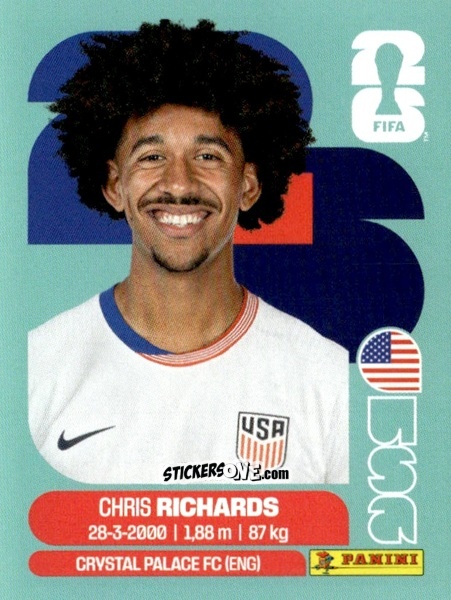 Cromo Chris Richards - Fifa World Cup 2026. Standard Edition n. USA3 - Panini