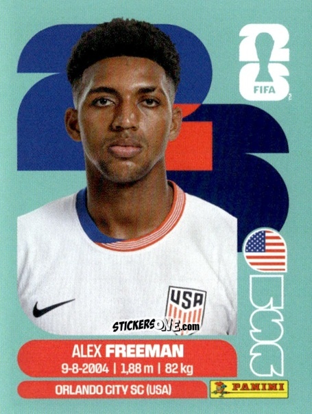 Cromo Alex Freeman - Fifa World Cup 2026. Standard Edition n. USA6 - Panini