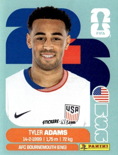 Figurina Tyler Adams - Fifa World Cup 2026. Standard Edition n. USA8 - Panini