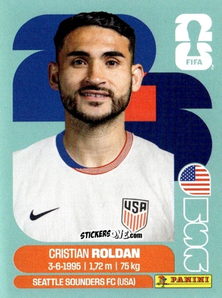 Cromo Cristian Roldan - Fifa World Cup 2026. Standard Edition n. USA11 - Panini