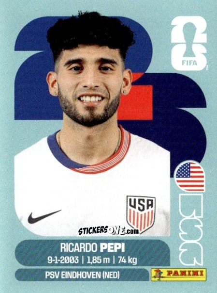 Cromo Ricardo Pepi - Fifa World Cup 2026. Standard Edition n. USA18 - Panini