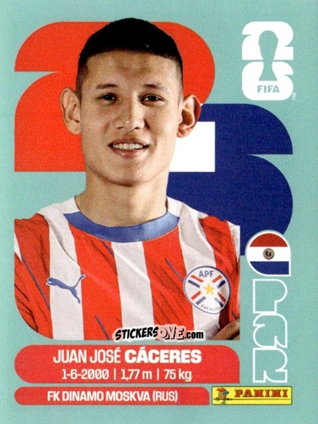Cromo Juan José Cáceres - Fifa World Cup 2026. Standard Edition n. PAR6 - Panini