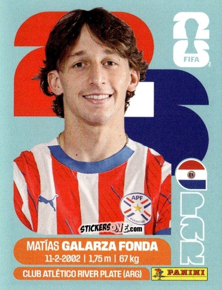 Figurina Matias Galarza Fonda - Fifa World Cup 2026. Standard Edition n. PAR14 - Panini