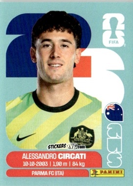 Sticker Alessandro Circati - Fifa World Cup 2026. Standard Edition n. AUS5 - Panini