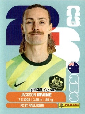 Cromo Jackson Irvine - Fifa World Cup 2026. Standard Edition n. AUS11 - Panini