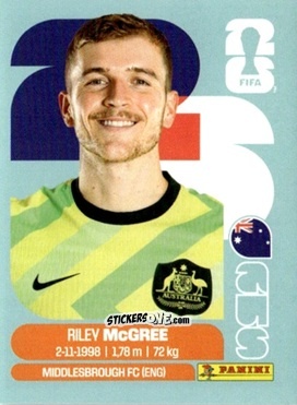 Cromo Riley McGree - Fifa World Cup 2026. Standard Edition n. AUS12 - Panini
