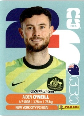 Cromo Aiden O'Neill - Fifa World Cup 2026. Standard Edition n. AUS14 - Panini