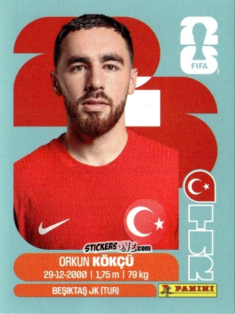 Figurina Orkun Kokcu - Fifa World Cup 2026. Standard Edition n. TUR12 - Panini