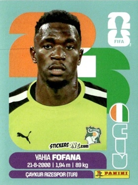 Figurina Yahia Fofana - Fifa World Cup 2026. Standard Edition n. CIV2 - Panini