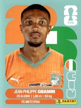 Figurina Jean-Philippe Gbamin - Fifa World Cup 2026. Standard Edition n. CIV14 - Panini