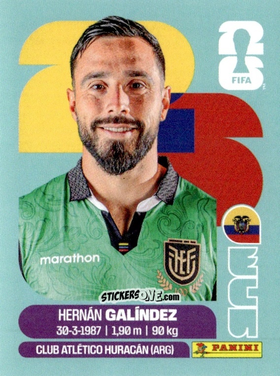 Figurina Hernán Galíndez - Fifa World Cup 2026. Standard Edition n. ECU2 - Panini
