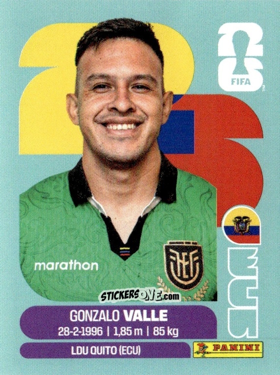 Figurina Gonzalo Valle - Fifa World Cup 2026. Standard Edition n. ECU3 - Panini