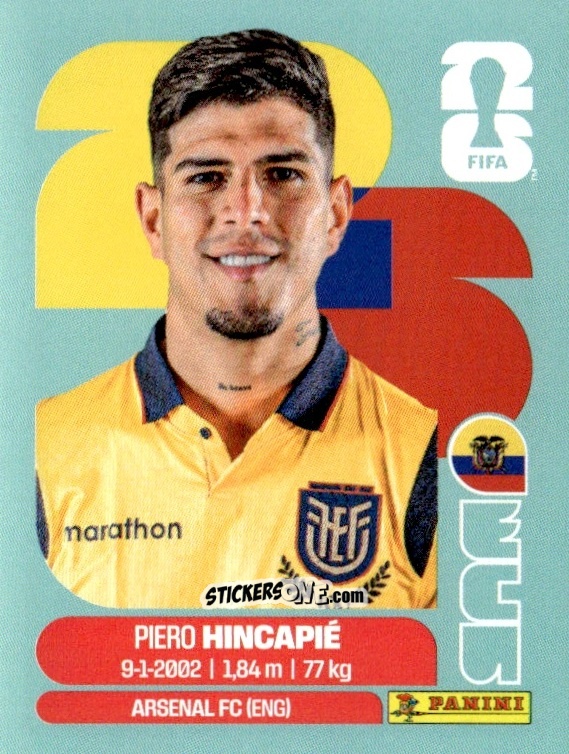 Cromo Piero Hincapié - Fifa World Cup 2026. Standard Edition n. ECU4 - Panini