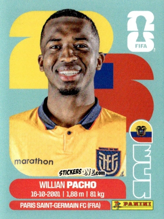 Figurina Willian Pacho - Fifa World Cup 2026. Standard Edition n. ECU6 - Panini