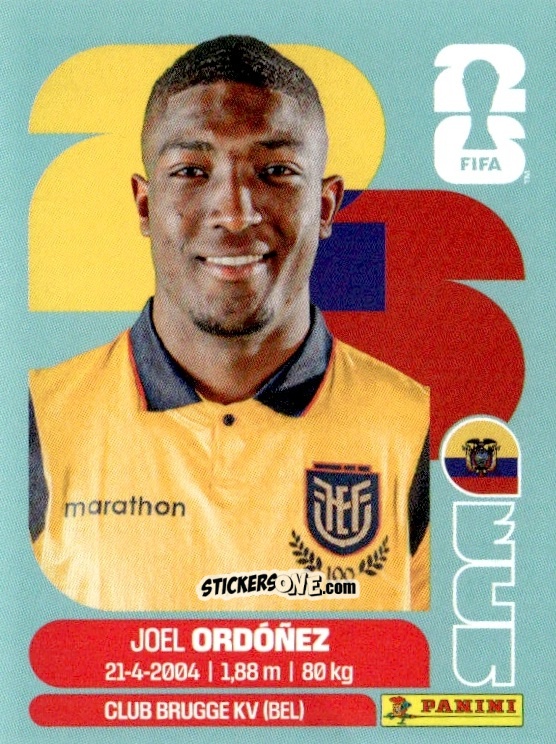 Sticker Joel Ordóñez - Fifa World Cup 2026. Standard Edition n. ECU8 - Panini