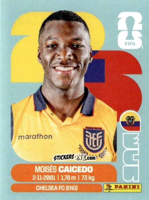 Figurina Moises Caicedo - Fifa World Cup 2026. Standard Edition n. ECU9 - Panini
