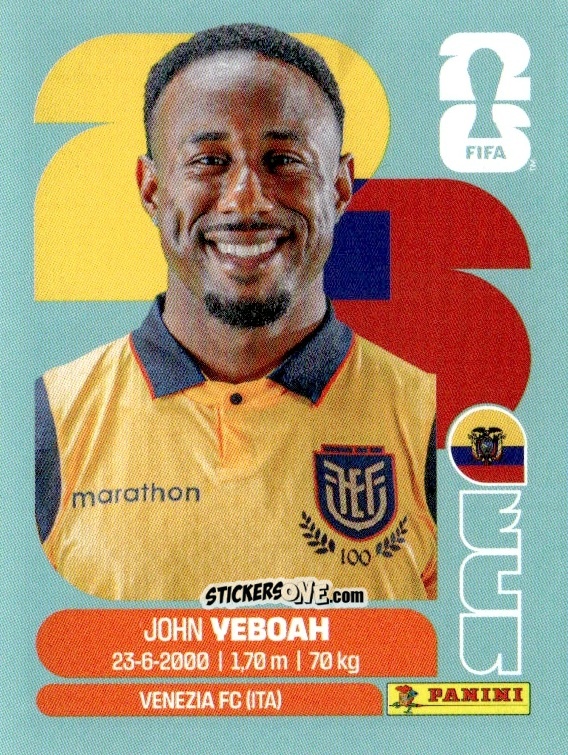 Figurina John Yeboah - Fifa World Cup 2026. Standard Edition n. ECU14 - Panini
