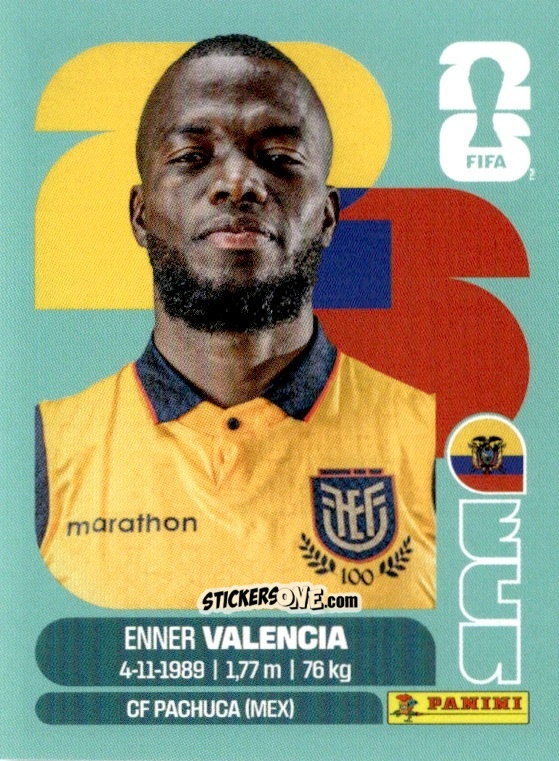 Cromo Enner Valencia - Fifa World Cup 2026. Standard Edition n. ECU20 - Panini