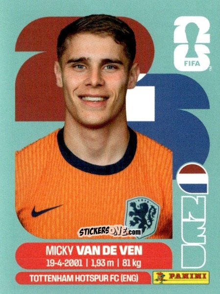 Figurina Micky van de Ven - Fifa World Cup 2026. Standard Edition n. NED4 - Panini