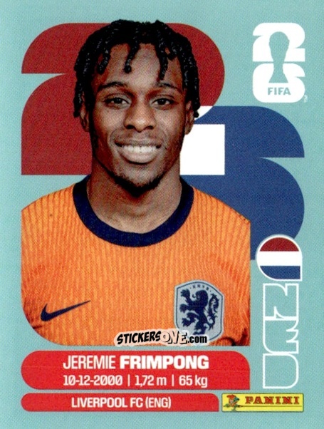 Sticker Jeremie Frimpong - Fifa World Cup 2026. Standard Edition n. NED8 - Panini