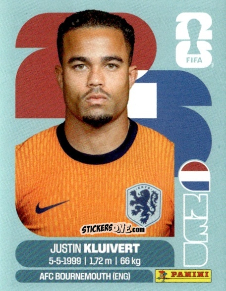 Sticker Justin Kluivert - Fifa World Cup 2026. Standard Edition n. NED16 - Panini
