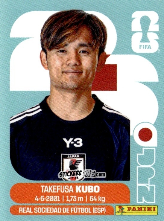 Figurina Takefusa Kubo - Fifa World Cup 2026. Standard Edition n. JPN12 - Panini