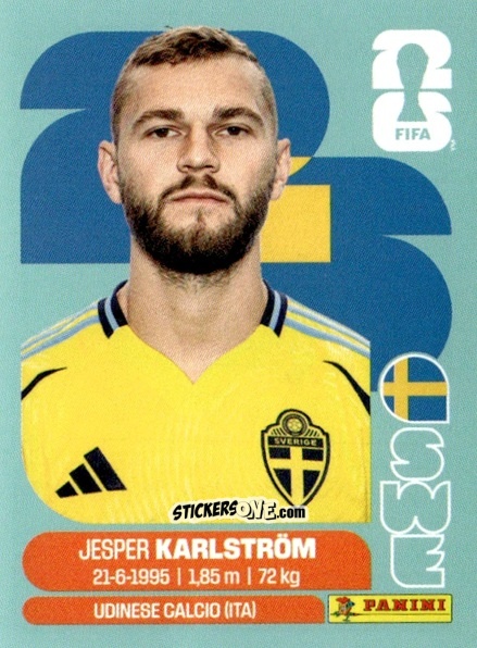 Figurina Jesper Karlström - Fifa World Cup 2026. Standard Edition n. SWE10 - Panini