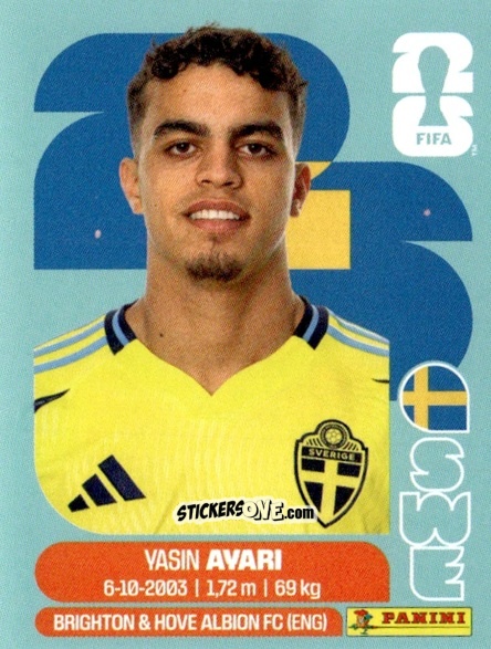 Figurina Yasin Ayari - Fifa World Cup 2026. Standard Edition n. SWE11 - Panini