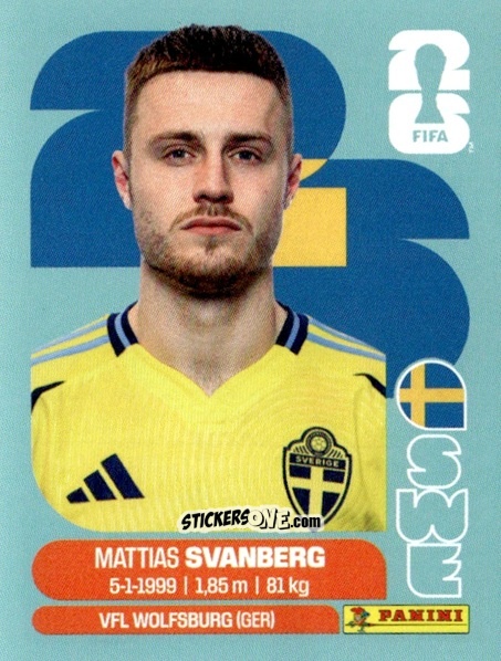 Figurina Mattias Svanberg - Fifa World Cup 2026. Standard Edition n. SWE12 - Panini