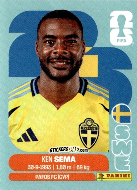 Figurina Ken Sema - Fifa World Cup 2026. Standard Edition n. SWE15 - Panini